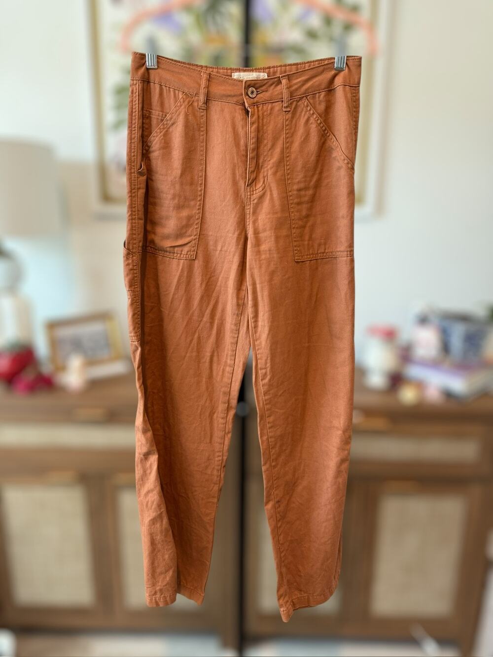Happily Grey High Rise Straight Leg Utility Pants Rust Orange Womens Size 1/25
